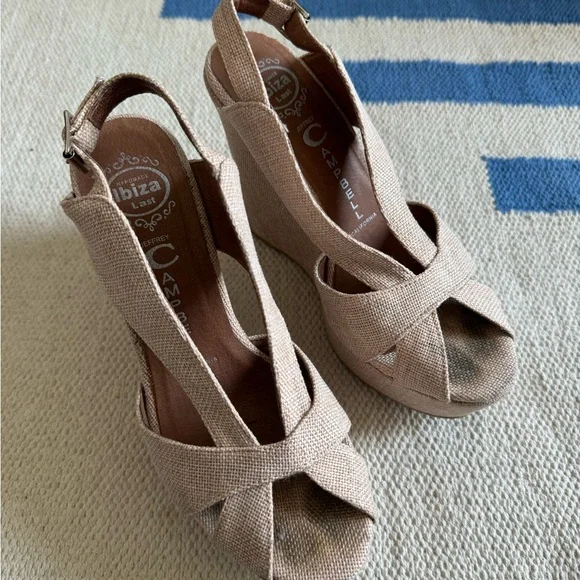 Jeffrey Campbell Ibiza Light Pink Woven Platform Wedge Sandals - Picture 2 of 7